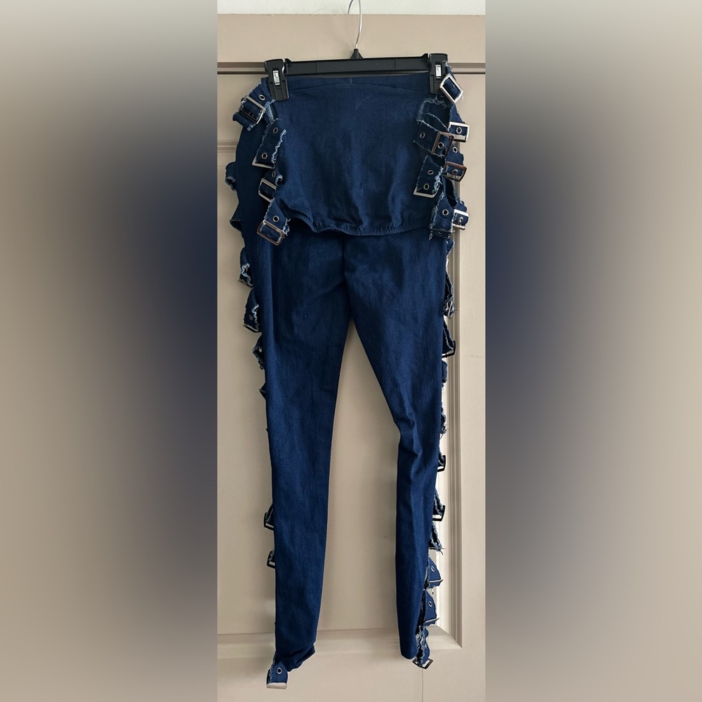 Denim Jumpsuit with / cutouts